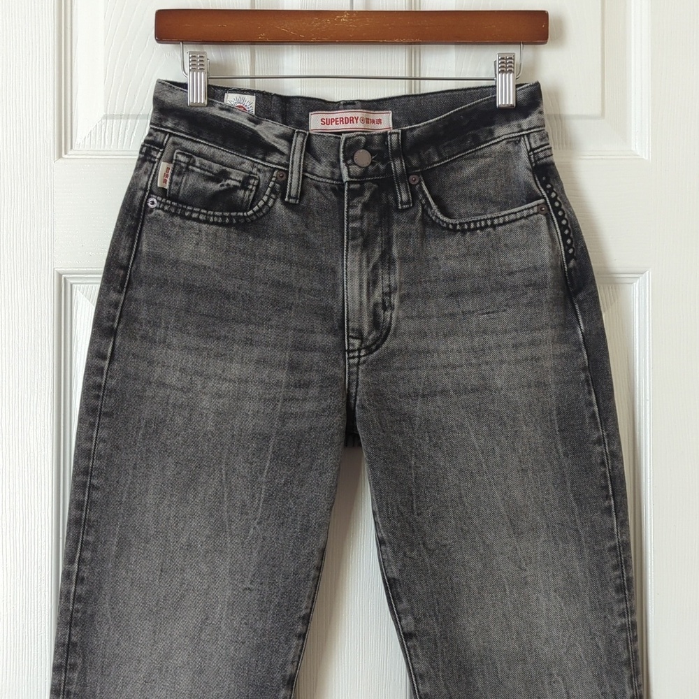 Superdry Classic High Waisted Straight Leg Rigid Jeans Lenox Grey 26/30 - Picture 2 of 16